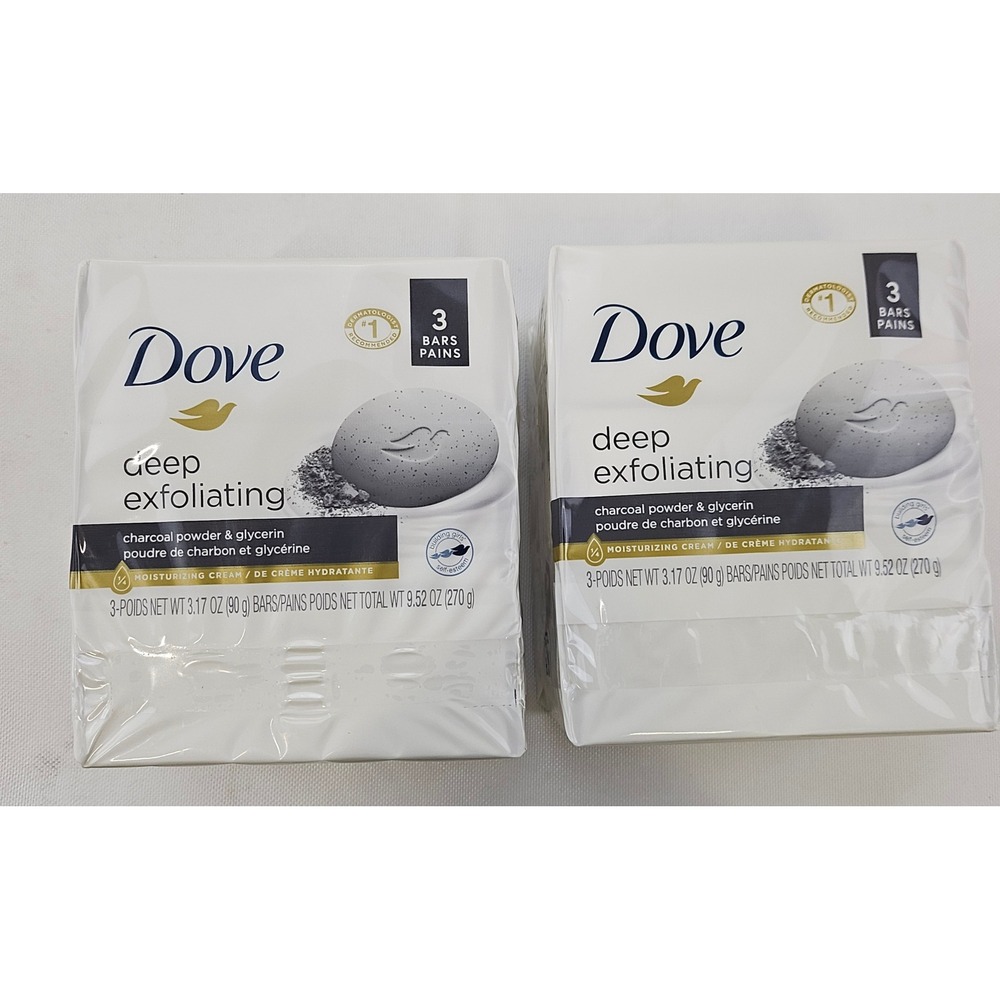 Dove Deep Exfoliating Beauty Bar Charcoal Powder & Glycerin 3.17oz 6 Bars Total‎